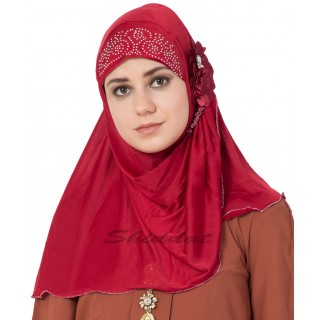 Jersey Instant Hijab - Red